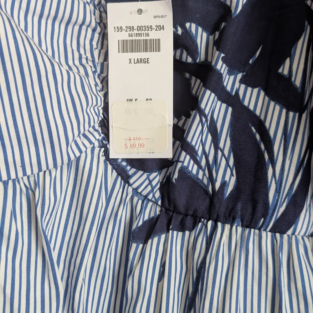 Abercrombie & Fitch Sweetheart Babydoll Striped and Floral Navy Dress